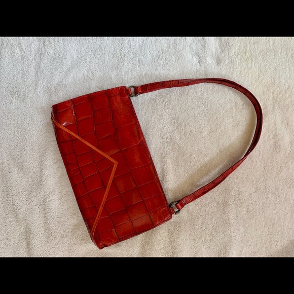 DKNY red croc embossed leather bag - Picture 2 of 4